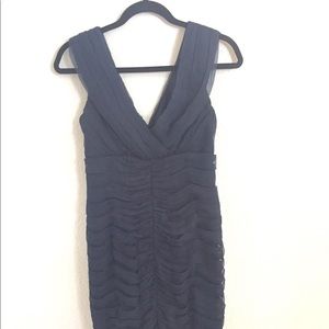Tadashi Shoji Silk Evening Dress Navy